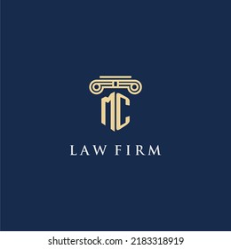 logotipo inicial de monograma MC para la firma de abogados con diseño de hitos