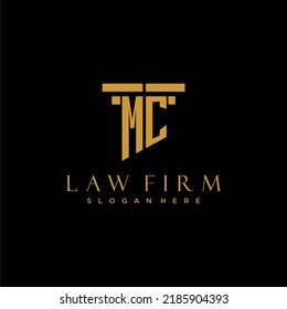 logotipo inicial de monograma MC para la firma de abogados con diseño de hitos