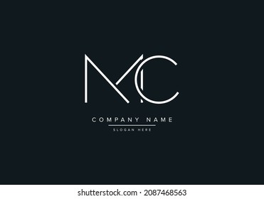 MC monogram initials letter logo concept. MC line art logo