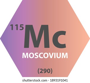 Mc Moscovium  Chemical Element Periodic Table. Hexagon vector illustration, colorful clean style Icon with molar mass and atomic number for Lab, science or chemistry education.