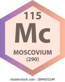 Mc Moscovium  Chemical Element Periodic Table. Hexagon vector illustration, colorful Hexagon clean style Icon with molar mass and atomic number for Lab, science or chemistry education.