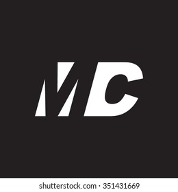 MC negative space letter logo black background