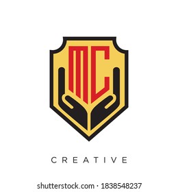 mc shield logo design vector icon symbol luxury 