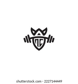 MC simple line fitness gym concept in high quality professional design that will print well across any print media