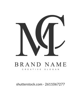 MC trendy logotype template. Initial letter m and c classic font style. Creative logo for company name or identity. Vector illustration.