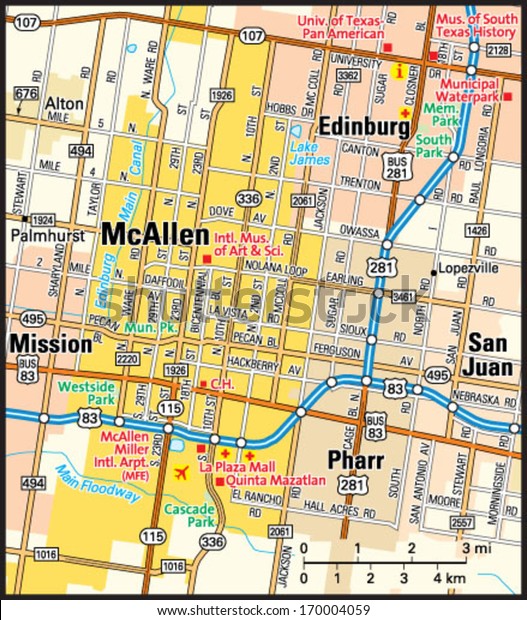 map of mcallen texas Mcallen Texas Area Map Stock Vector Royalty Free 170004059 map of mcallen texas