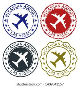 McCarran Airport Las Vegas logo. Flat stamps in material color palette. Vector illustration.