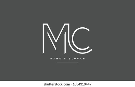Monograma del logotipo de las letras abstractas MC, CM, M, C