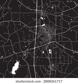 McComb Mississippi city map vector illustration. Black and white street map of McComb MS USA