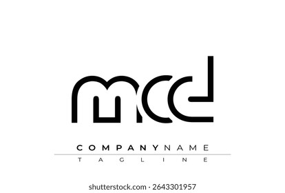 Projeto de letra abstrata MCD. Design de logotipo comercial moderno com tipografia abstrata e estilo contemporâneo