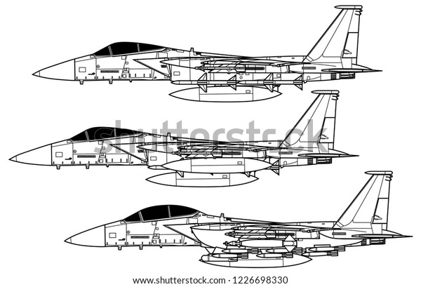 Mcdonnell Douglas F15 Eagle Outline Vector Stock Vector (royalty Free 