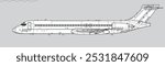 McDonnell Douglas MD-87. Vector drawing of narrow-body mid-range airliner. Side view. Image for illustration and infographics.