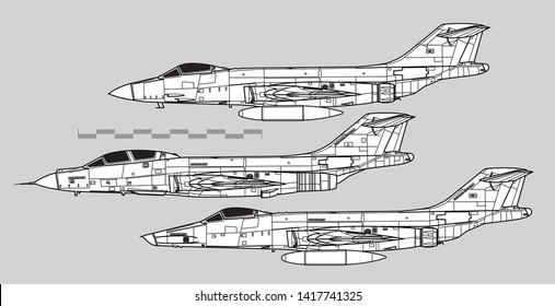 McDonnell F-101 VOODOO. Outline vector drawing