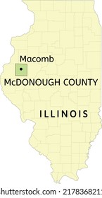 Ubicación del condado de McDonough y la ciudad de Macomb en el mapa estatal de Illinois