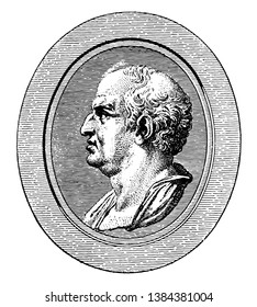 Mcenas, he was the first emperor of Rome, vintage line drawing or engraving illustration
