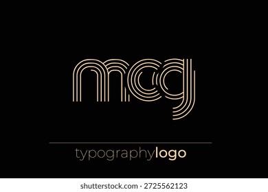 MCG moderno logotipo de tipografia geométrica. Composição moderna e elegante com uma ilustração de logotipo de tipografia monocromática projetada com linhas intrincadas.
