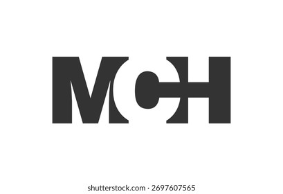 Diseño del logotipo de MCH. Letra inicial M C H estilo de letra en negrita para startups tecnológicas, consultoría, marca corporativa. Nombre creativo de la empresa, titulares de la tipografía, identidad, logotipo de moda. Ilustración vectorial.