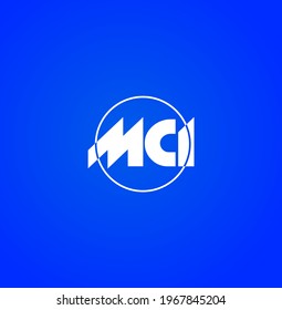 MCI initial company name monogram on blue background . MCI company logo. 