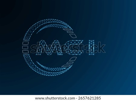 MCI low poly letter logo vector design. MCI lower poly logo design. Low poly logo.