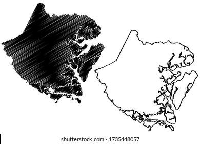 McIntosh County, Georgia (U.S. county, United States of America,USA, U.S., US) map vector illustration, scribble sketch McIntosh map