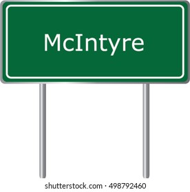 McIntyre , Georgia , road sign green vector illustration, road table, USA city