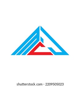 Diseño creativo del logotipo de la letra MCJ con gráfico vectorial, logotipo MCJ simple y moderno en forma triangular.