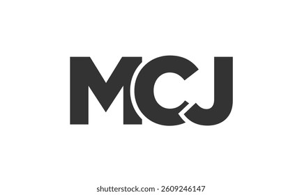 MCJ logo design template with strong and modern bold text. Initial based vector logotype featuring simple and minimal typography. Trendy company identity ideal for businesses brand presence.