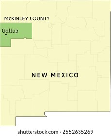 Localização de McKinley County e city of Gallup no mapa do estado do Novo México