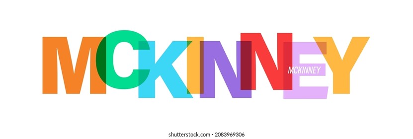 MCKINNEY. Lettering on a white background. Vector design template for poster, map, banner. Vector illustration.