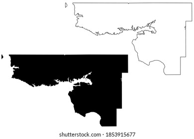 Condado de McLean, Estado de Dakota del Norte (condado de los Estados Unidos de América, Estados Unidos de América, EE.UU., EE.UU.) mapa de ilustración vectorial, dibujo de garabatos mapa de McLean