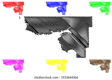 McLean County, North Dakota State (US County, Vereinigte Staaten von Amerika) Karte, Vektorgrafik, Skizze McLean Karte