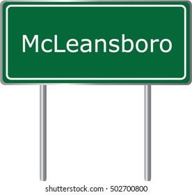 McLeansboro , Illinois , road sign green vector illustration, road table, USA city