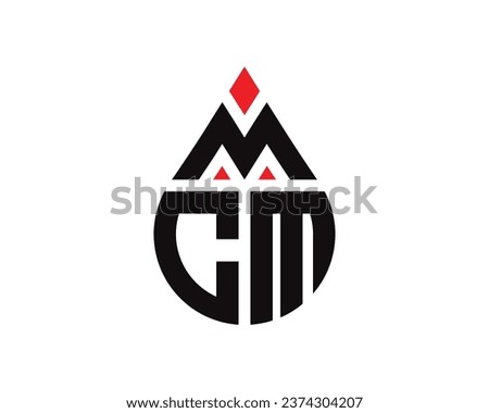 MCM letter water drop shape logo design. MCM drop logo simple design.