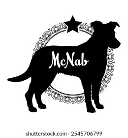 McNab perro silueta, perro, razas de perro, Vector, silueta, diseño de logotipo, animal, ilustración, icono, signo, negro, mascota