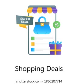 Mcommerce discount app, gradient vector of shopping deals 