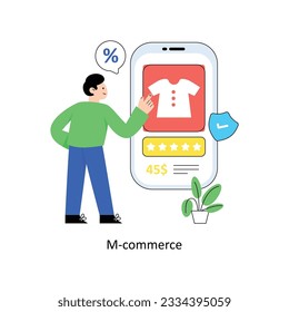 M-commerce Flat Style Design Vector illustration. Stock illustration