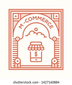M-COMMERCE AND ILLUSTRATION ICON CONCEPT