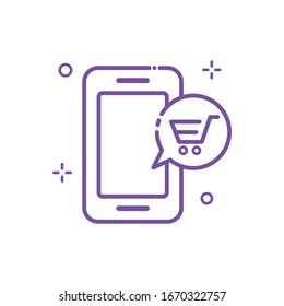 M-Commerce Vector illustration. Shopping and E-commerce Outline icon. EPS 10 File