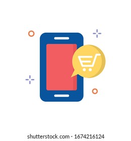 M-Commerce Vector ilustración. Icono de Compras y comercio electrónico Flat. 
