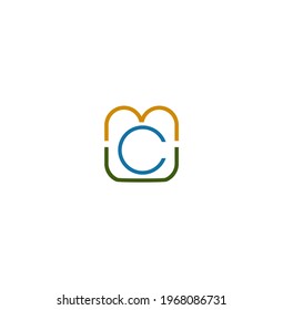 MCU comapny Initial letters monogram design on white background. MCU logo in golden, green and gray color.