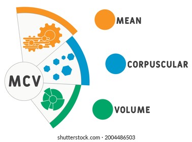 MCV - Mean Corpuscular Volume acronym. medical concept background.  vector illustration concept with keywords and icons. lettering illustration with icons for web banner, flyer, landing 