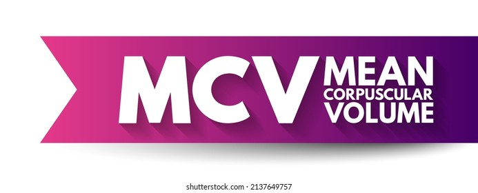 MCV Mean Corpuscular Volume - Measure Of The Average Volume Of A Red Blood Corpuscle, Acronym Text Concept Background