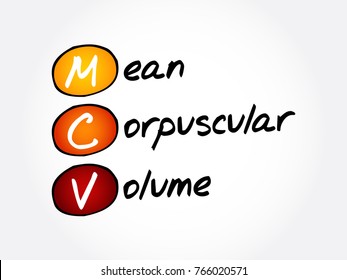 MCV Mean Corpuscular Volume - measure of the average volume of a red blood corpuscle, acronym text concept background