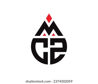MCZ letter water drop shape logo design. MCZ drop logo simple design.