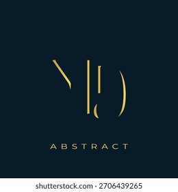 MD Abstractas diseño de logotipo dorado. Abstractas composición de símbolos de oro sobre un fondo azul marino oscuro