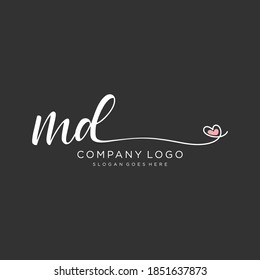 MD Beauty vector initial logo, handwriting logo of initial signature, wedding, fashion, jewelry, boutique, floral and botanical with creative template for any company or business.