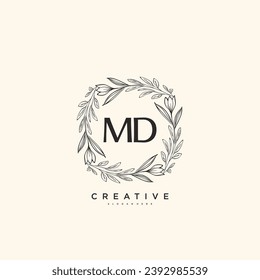MD Beauty vector initial logo art, handwriting logo of initial signature, wedding, fashion, jewerly, boutique, floral and botanical with creative template for any company or business.