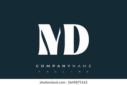 MD Creative Tipografía Abstractas Diseño de Logo. Logotipo elegante que combina tipografía atrevida y Formas creativas, ideal para soluciones de marca e identidad.