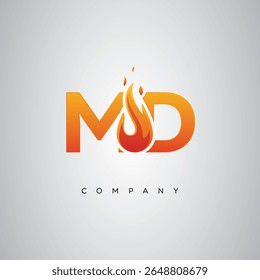 MD Creative Fire Letter Logo Design