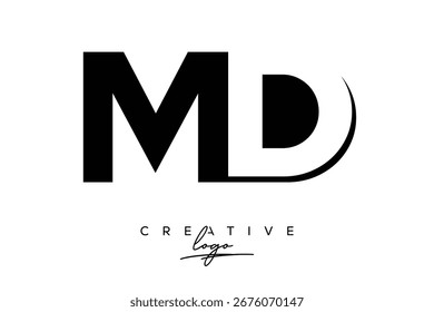 Logotipo minimalista creativo de MD de espacio negativo más tarde con monograma moderno para marca y logotipo de marca comercial con letras iniciales Diseño de logotipo para marca.